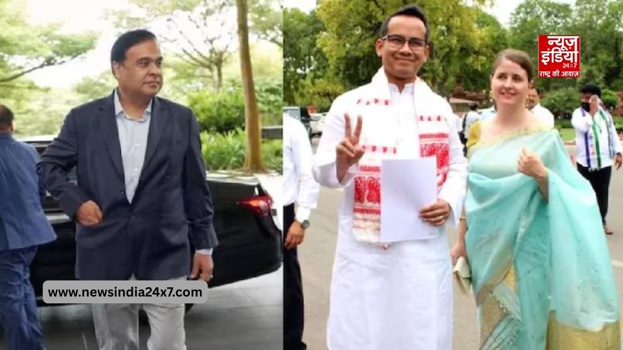 सीएम हिमंत सरमा, कांग्रेस सांसद गौरव व उनकी पत्नी एलिजाबेथ सीएम हिमंत सरमा, कांग्रेस सांसद गौरव व उनकी पत्नी एलिजाबेथ