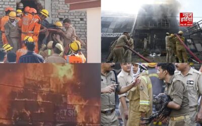 लखनऊ के कोचिंग सेंटर में भीषण आग, 6 घायल; जान बचाने के लिए इमारत से कूदे छात्र