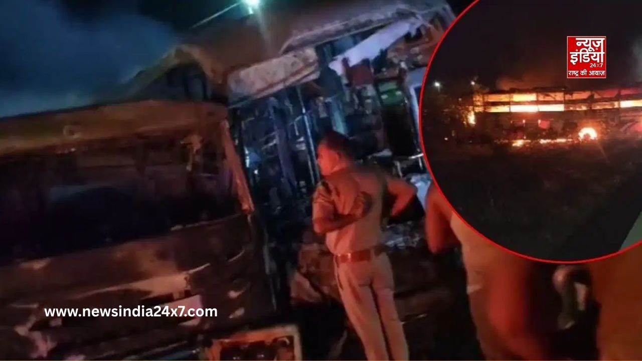 दौसा बस-ट्रक हादसा: दिल्ली-मुंबई एक्सप्रेसवे पर भीषण टक्कर के बाद लगी आग, 8 लोगों की मौत; कई घायल