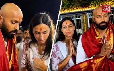 मुंडे सिर और माथे पर तिलक के साथ मंदिर पहुंचे हार्दिक पंड्या, गर्लफ्रेंड माहिका भी आईं नजर