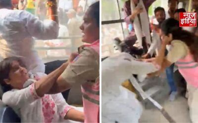 बस में पकड़े एक-दूसरे के बाल, फिर थप्पड़बाजी! NSUI कार्यकर्ताओं और पुलिस के बीच मारपीट